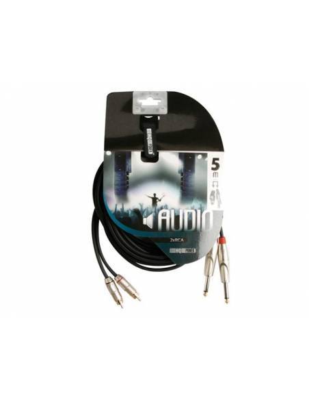 Cable de 2 RCA Macho a 2 JACK Mono Macho - 5 METROS HQ POWER - 2