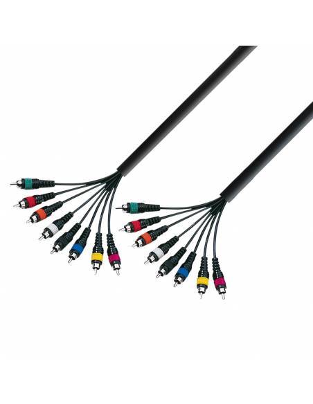 Adam Hall Cables 3 STAR L8 CC 0500 - Manguera de Cable de 8 RCA macho a 8 RCA macho 5 m