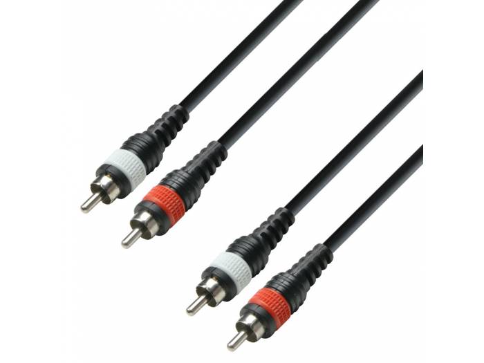 Adam Hall Cables 3 STAR TCC 0600 M - Cable de audio revestido de 2 conectores RCA macho a 2 conectores RCA macho, 6 m - 1