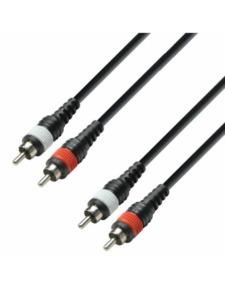 Adam Hall Cables 3 STAR TCC 0600 M - Cable de audio revestido de 2 conectores RCA macho a 2 conectores RCA macho, 6 m - 1