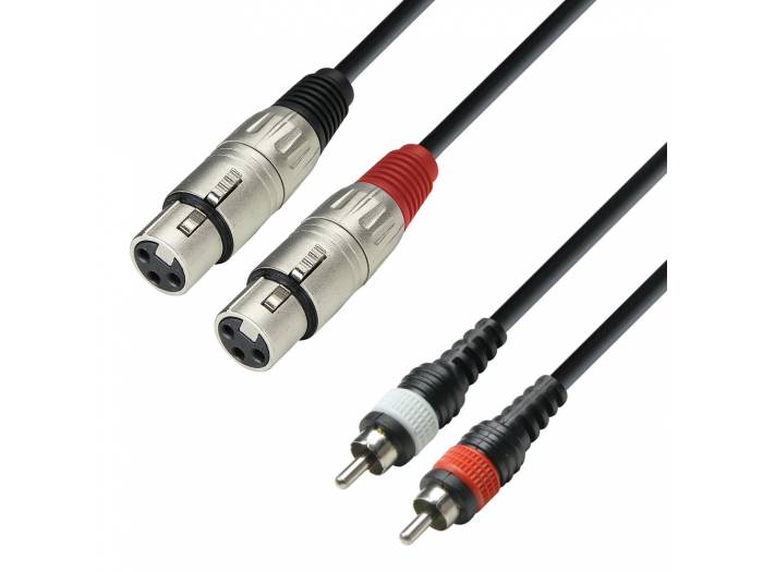 Adam Hall Cables 3 STAR TFC 0600 - Cable de audio moldeado 2 x RCA macho a 2 x XLR hembra, 6 m - 1