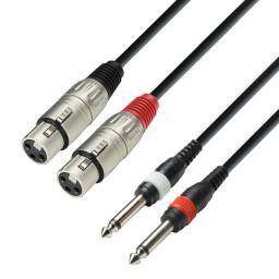 Adam Hall Cables 3 STAR TFP 0100 - Cable de 2 conectores XLR hembra a 2 jacks mono de 6,3 mm, 1 m - 1