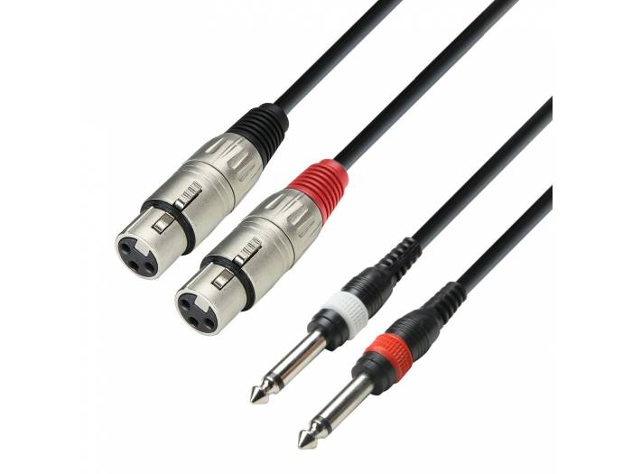 Adam Hall Cables 3 STAR TFP 0100 - Cable de 2 conectores XLR hembra a 2 jacks mono de 6,3 mm, 1 m - 1