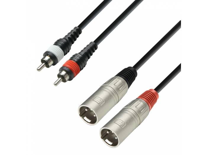 Adam Hall Cables 3 STAR TMC 0100 - Cable de audio revestido de 2 conectores RCA macho a 2 conectores XLR macho, 1 m - 1