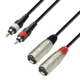Adam Hall Cables 3 STAR TMC 0600 - Cable de audio revestido de 2 conectores RCA macho a 2 conectores XLR macho, 6 m