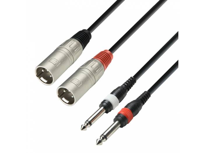Adam Hall Cables 3 STAR TMP 0100 - Cable de audio de 2 conectores XLR macho a 2 jacks mono de 6,3 mm, 1 m - 1