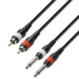Adam Hall Cables 3 STAR TPC 0300 M - Cable de audio de 2 conectores RCA a 2 jacks mono de 6,3 mm, 3 m - 1