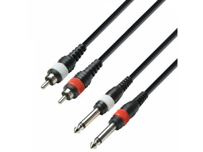 Adam Hall Cables 3 STAR TPC 0600 M - Cable de audio de 2 conectores RCA a 2 jacks mono de 6,3 mm, 6 m - 1