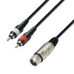 Adam Hall Cables 3 STAR YFCC 0100 - Cable de audio de conector XLR hembra a 2 conectores RCA macho, 1 m - 1