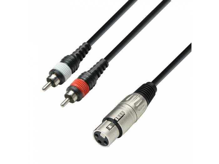Adam Hall Cables 3 STAR YFCC 0100 - Cable de audio de conector XLR hembra a 2 conectores RCA macho, 1 m - 1