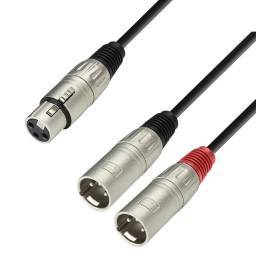 Adam Hall Cables 3 STAR YFMM 0100 - Cable de audio de conector XLR hembra a 2 conectores XLR macho, 1 m - 1