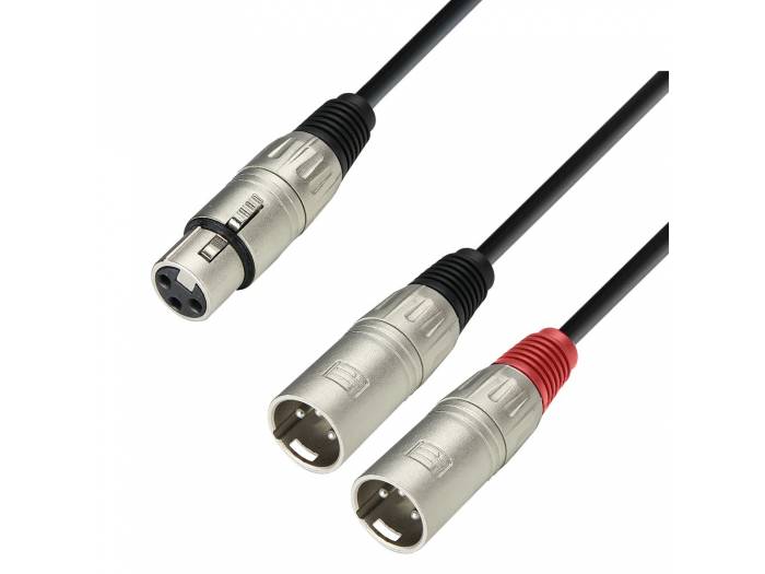 Adam Hall Cables 3 STAR YFMM 0100 - Cable de audio de conector XLR hembra a 2 conectores XLR macho, 1 m - 1