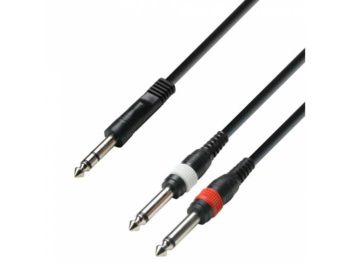Adam Hall Cables 3 STAR YVPP 0100 - Cable de Audio de Jack 6,3 mm estéreo a 2 Jacks 6,3 mm mono 1 m - 1