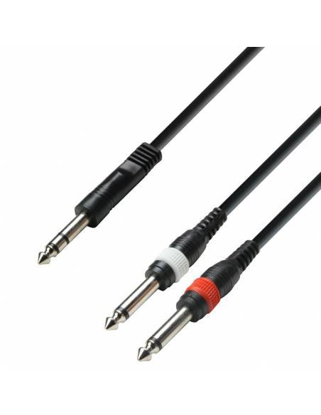 Adam Hall Cables 3 STAR YVPP 0300 - Cable de Audio de Jack 6,3 mm estéreo a 2 Jacks 6,3 mm mono 3 m