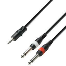 Adam Hall Cables 3 STAR YWPP 0100 - Cable de Audio de Minijack 3,5 mm estéreo a 2 Jacks 6,3 mm mono 1 m - 1