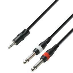 Adam Hall Cables 3 STAR YWPP 0300 - Cable de Audio de Minijack 3,5 mm estéreo a 2 Jacks 6,3 mm mono 3 m - 1