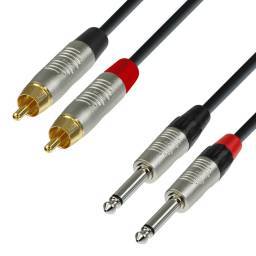 Adam Hall Cables 4 STAR TPC 0090 - Cable de Audio REAN de 2 RCA macho a 2 Jacks 6,3 mm mono 0,9 m - 1