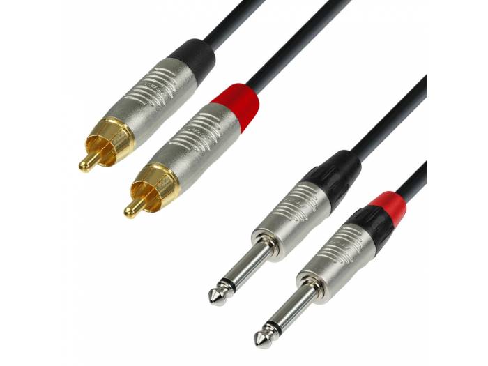 Adam Hall Cables 4 STAR TPC 0090 - Cable de Audio REAN de 2 RCA macho a 2 Jacks 6,3 mm mono 0,9 m - 1
