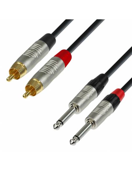 Adam Hall Cables 4 STAR TPC 0600 - Cable de Audio REAN de 2 RCA macho a 2 Jacks 6,3 mm mono 6 m - 1