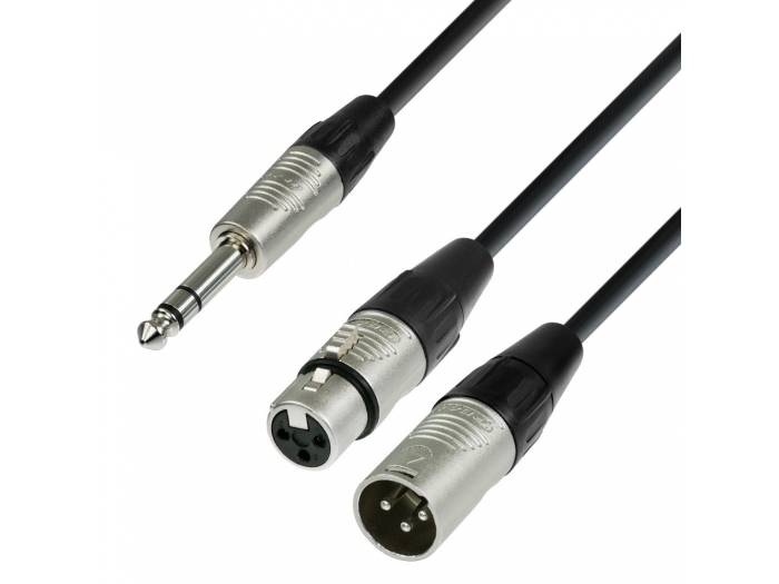 Adam Hall Cables 4 STAR YVMF 0180 - Cable de Audio REAN de Jack 6,3 mm estéreo a 1 XLR macho y 1 XLR hembra 1,8 m
