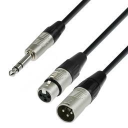 Adam Hall Cables 4 STAR YVMF 0300 - Cable de Audio REAN de Jack 6,3 mm estéreo a 1 XLR macho y 1 XLR hembra 3 m