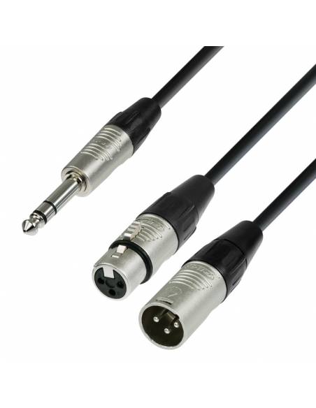 Adam Hall Cables 4 STAR YVMF 0300 - Cable de Audio REAN de Jack 6,3 mm estéreo a 1 XLR macho y 1 XLR hembra 3 m