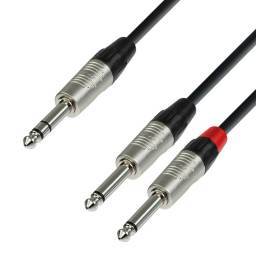 Adam Hall Cables 4 STAR YVPP 0090 - Cable de Audio REAN de Jack 6,3 mm estéreo a 2 Jacks 6,3 mm mono 0,9 m