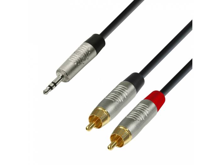 Adam Hall Cables 4 STAR YWCC 0300 - Cable de Audio REAN de Minijack 3,5 mm estéreo a 2 RCA macho 3 m - 1