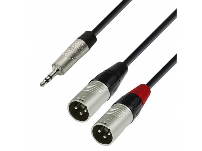 Adam Hall Cables 4 STAR YWMM 0180 - Cable de Audio REAN de Minijack 3,5 mm estéreo a 2 XLR macho 1,8 m - 1