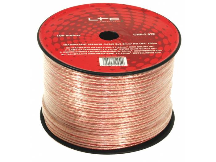 Cable de Altavoz Transparente cobre 100% de 10 m y seccion 2 x 2,5 mm²