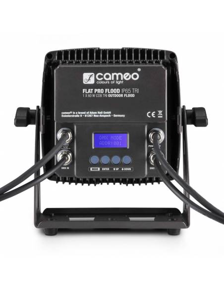 Cameo FLAT PRO FLOOD IP65 TRI - Proyector con LED COB tricolor de 60 W para uso en exteriores con carcasa negra