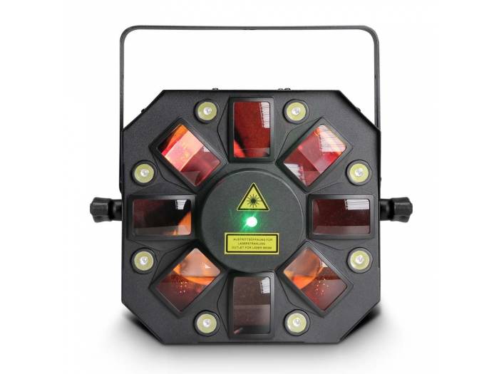 Cameo STORM - Efecto de luces 3 en 1, 5 x 3 W RGBWA derby, estrobo y láser grating