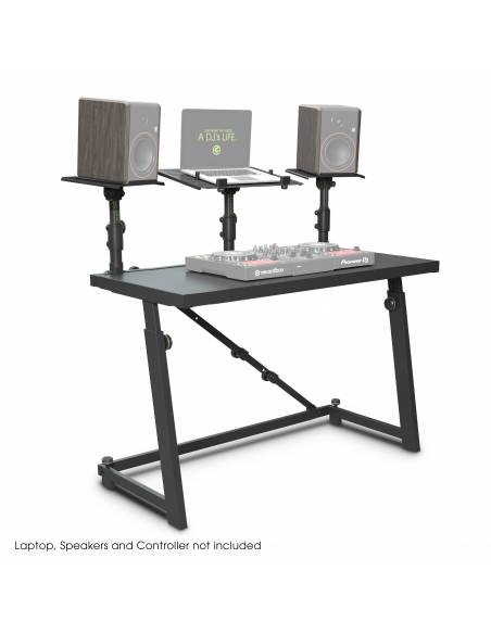 Gravity FDJT 01 - Mesa de DJ con bandejas adaptables para altavoces y portátil