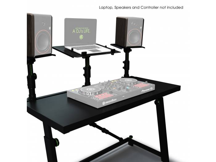 Gravity FDJT 01 - Mesa de DJ con bandejas adaptables para altavoces y portátil