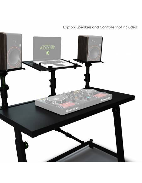 Gravity FDJT 01 - Mesa de DJ con bandejas adaptables para altavoces y portátil