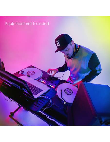 Gravity FDJT 01 - Mesa de DJ con bandejas adaptables para altavoces y portátil