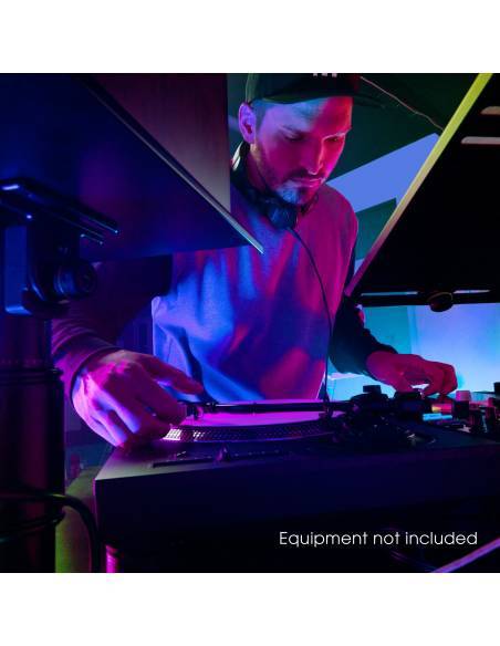 Gravity FDJT 01 - Mesa de DJ con bandejas adaptables para altavoces y portátil