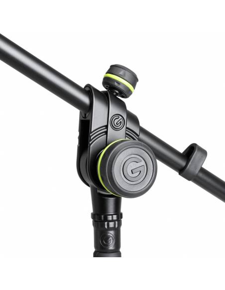 Gravity MS 2322 B - Pie de micrófono con base redonda y brazo jirafa largo de 2 puntos de ajuste