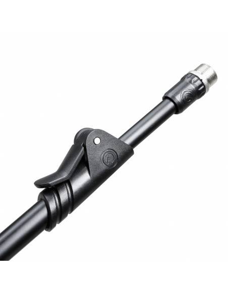 Gravity MS 2322 B - Pie de micrófono con base redonda y brazo jirafa largo de 2 puntos de ajuste