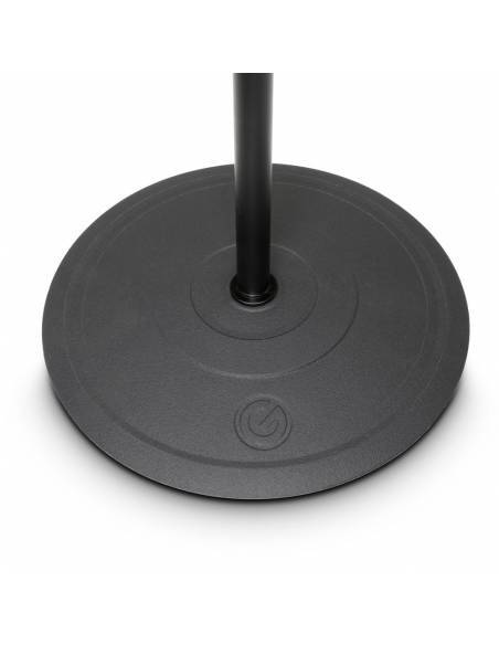 Gravity MS 2322 B - Pie de micrófono con base redonda y brazo jirafa largo de 2 puntos de ajuste