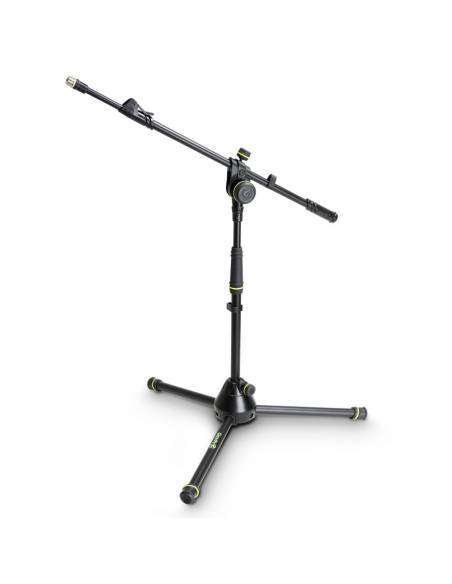 Gravity MS 4222 B - Pie de micrófono corto con trípode y brazo jirafa telescópico de 2 puntos de ajuste negro