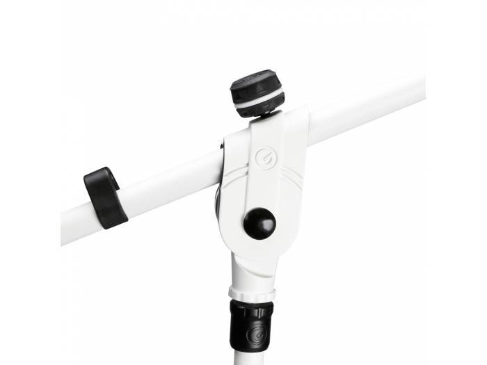 Gravity MS 4322 W - Pie de micrófono con trípode y brazo jirafa telescópico de 2 puntos de ajuste blanco