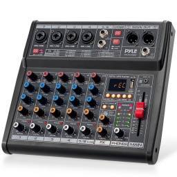 PYLE  PMX466 Mezcladora Controladora DJ de 6 canales con interfaz de grabación