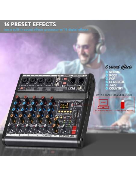 PYLE  PMX466 Mesa de mezclas de 6 canales - 4