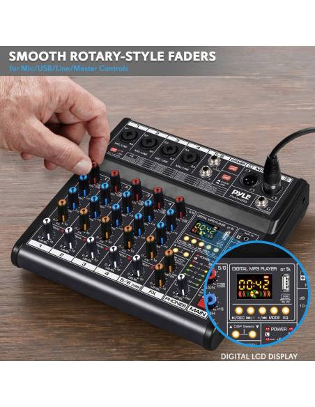 PYLE  PMX466 Mesa de mezclas de 6 canales - 5