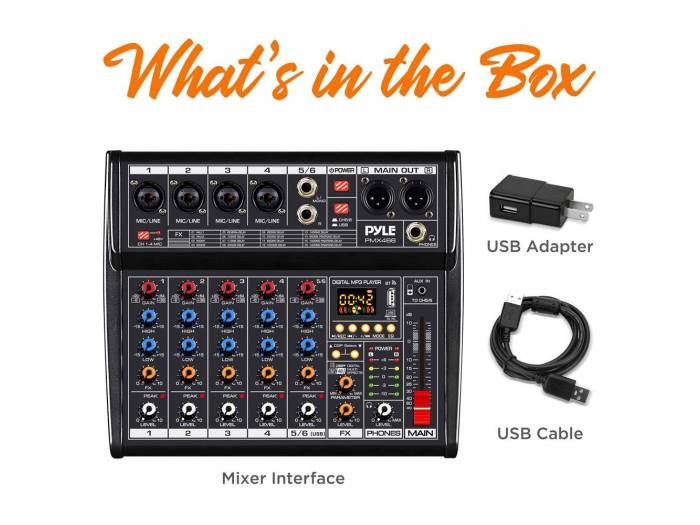 PYLE  PMX466 Mesa de mezclas de 6 canales - 6