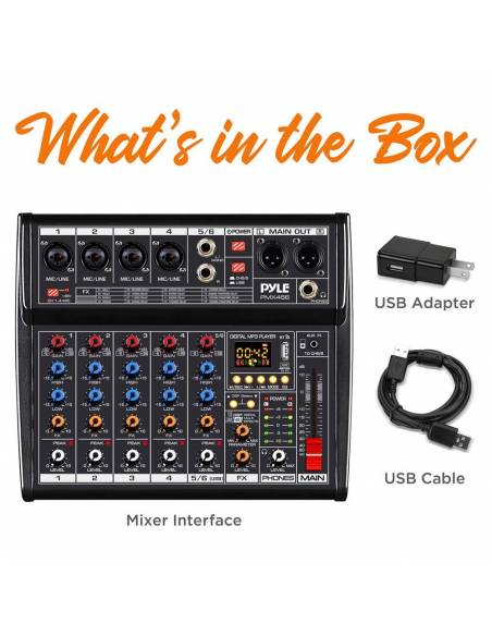 PYLE  PMX466 Mesa de mezclas de 6 canales - 6