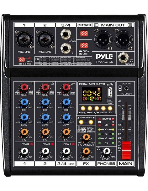 Pyle PMX464 Mesa de Directo de 4 canales