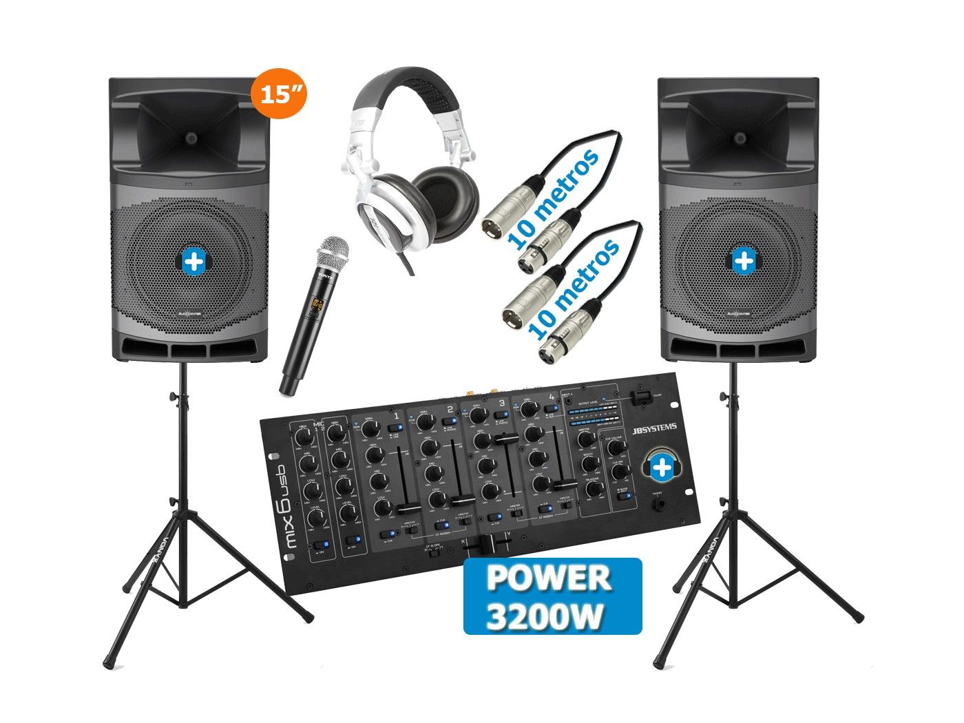 MA-15 POWER DJ COMPLET 3200W- EQUIPO DJ COMPLETO - 1