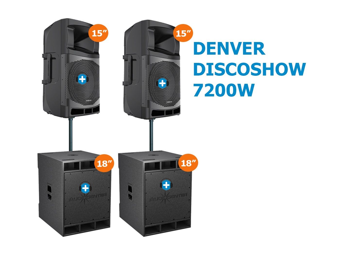 DENVER POWER DISCOSHOW 7200W -EQUIPO DE SONIDO 2X15" + 2 xSUB 18" - 3